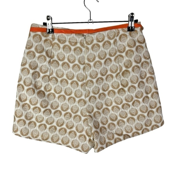 Anthropologie Corey Lynn Calter Brown Jacquard Printed High Waist Shorts 6 - Picture 2 of 4